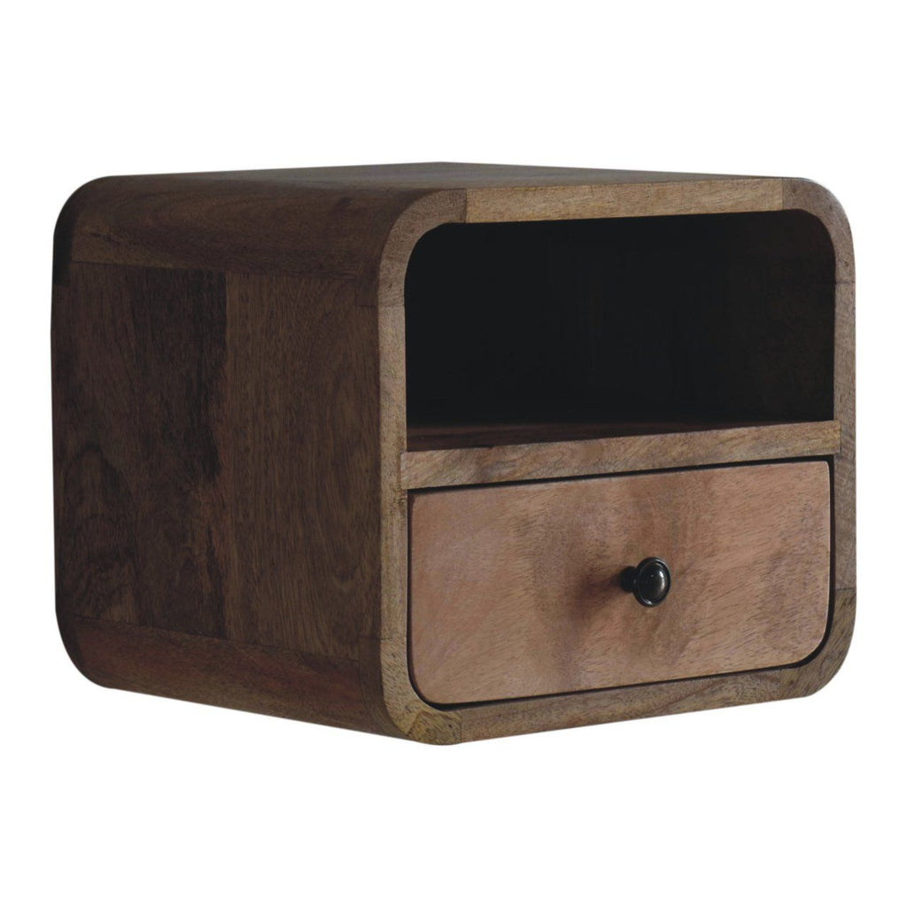 Curved Upper Slot Floating Nightstand Unique Piece Furniture