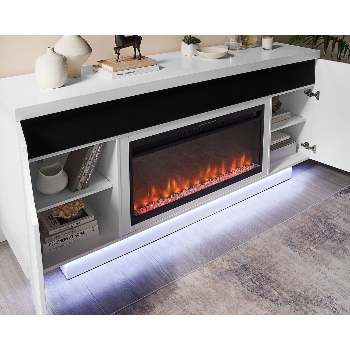 Alessia - Electric Fireplace With Multi Color LED And Flame Settings Unique Piece Furniture