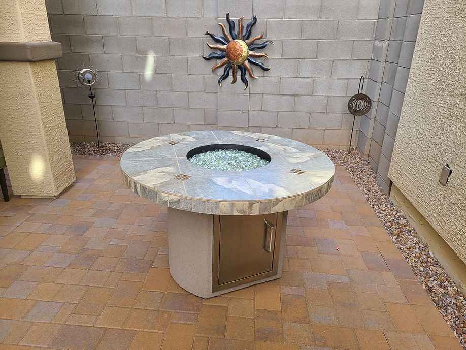 Bahama Outdoor Fire Table - 35,000 BTU Round Dining Height for LP/NG/Wood Use Patio Elegance