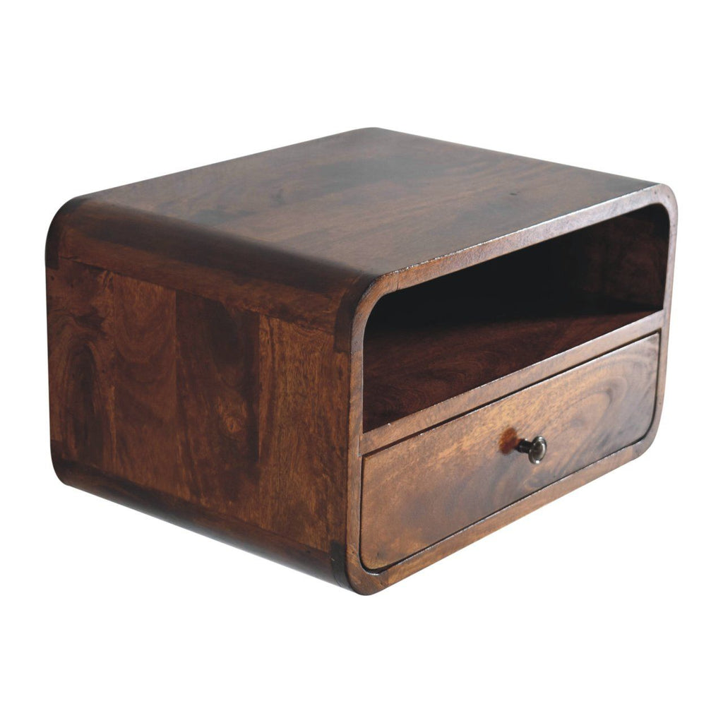 Curved Upper Slot Floating Nightstand Unique Piece Furniture