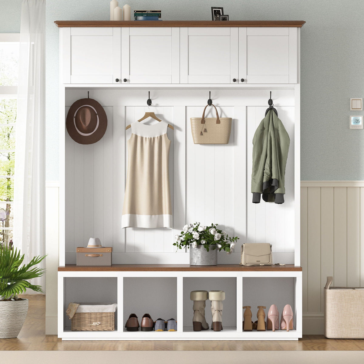 Entryway Hall Tree With Bench And Storage Unique Piece Furniture