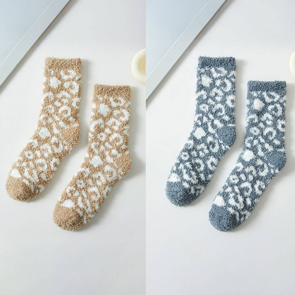 Cozy Fuzzy Leopard Winter Socks Shop Fête