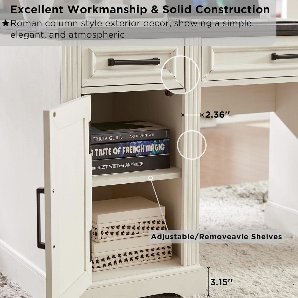 Farmhouse 76 Inch White Industrial Grade Desk Hutch ShipItFurniture
