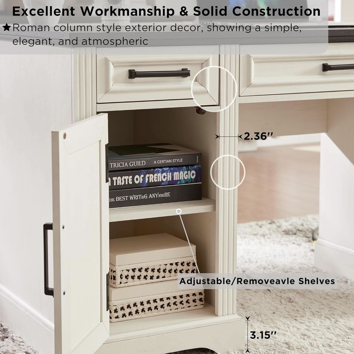 Farmhouse 76 Inch White Industrial Grade Desk Hutch ShipItFurniture