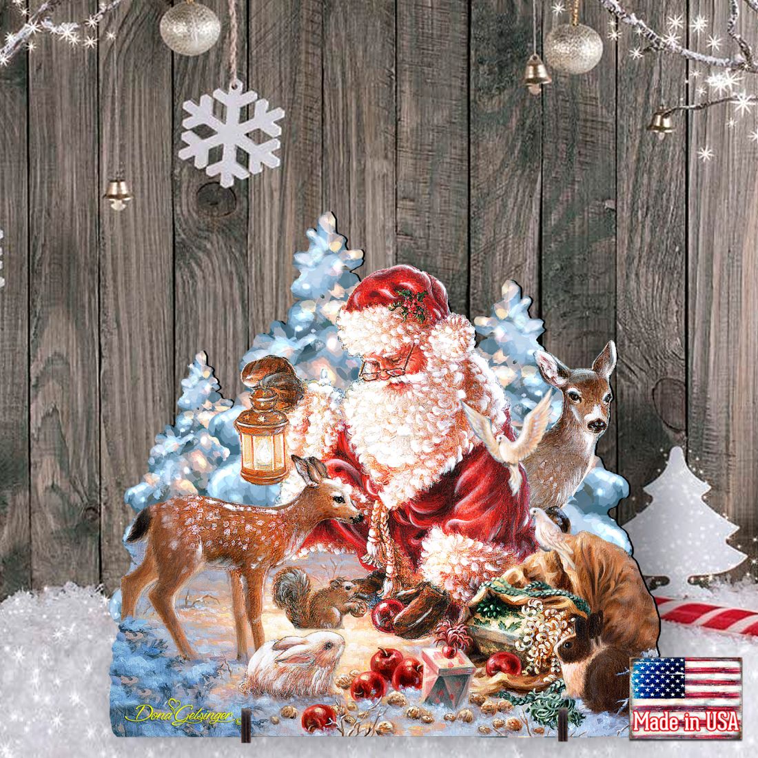 Abundance of Joy Christmas Outdoor Scene by D Gelsinger featuring Santa and Snowman - Christmas Decor 8461044F-0104 G.DeBrekht