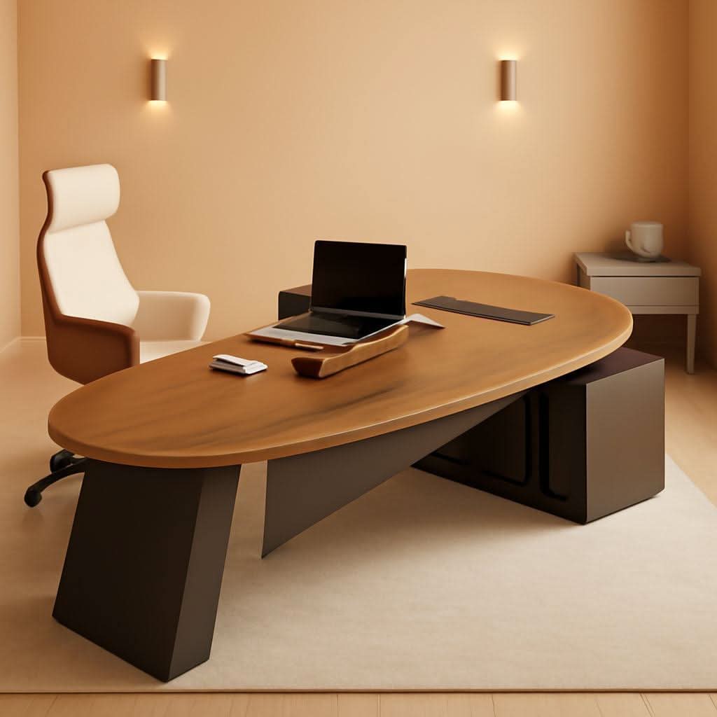 L Shaped Desk With Solid Wood 80 Inch Executive Work space Desk ShipItFurniture