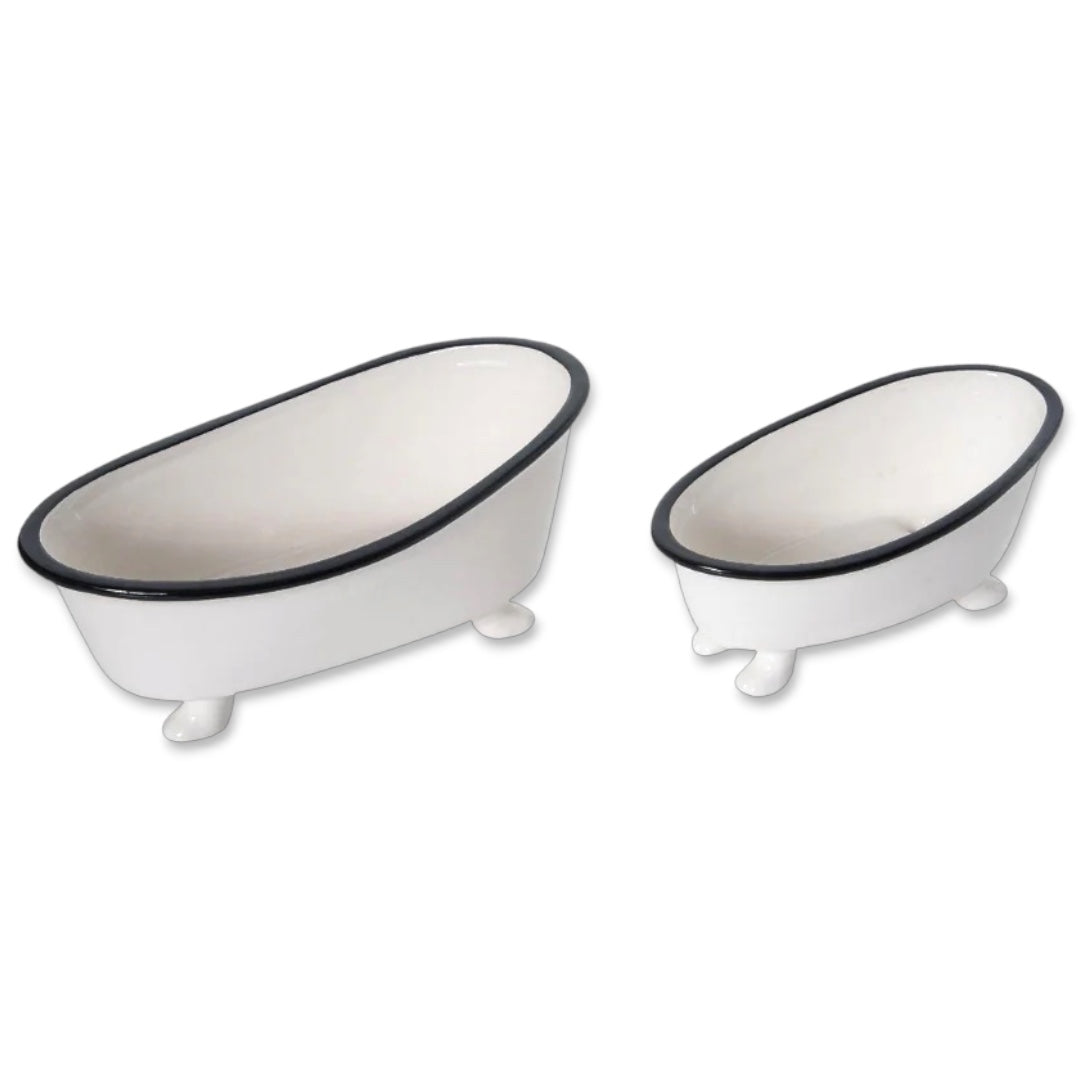 Ceramic Enamel Bathtub Planter & Soap Holder Rust & Cinder