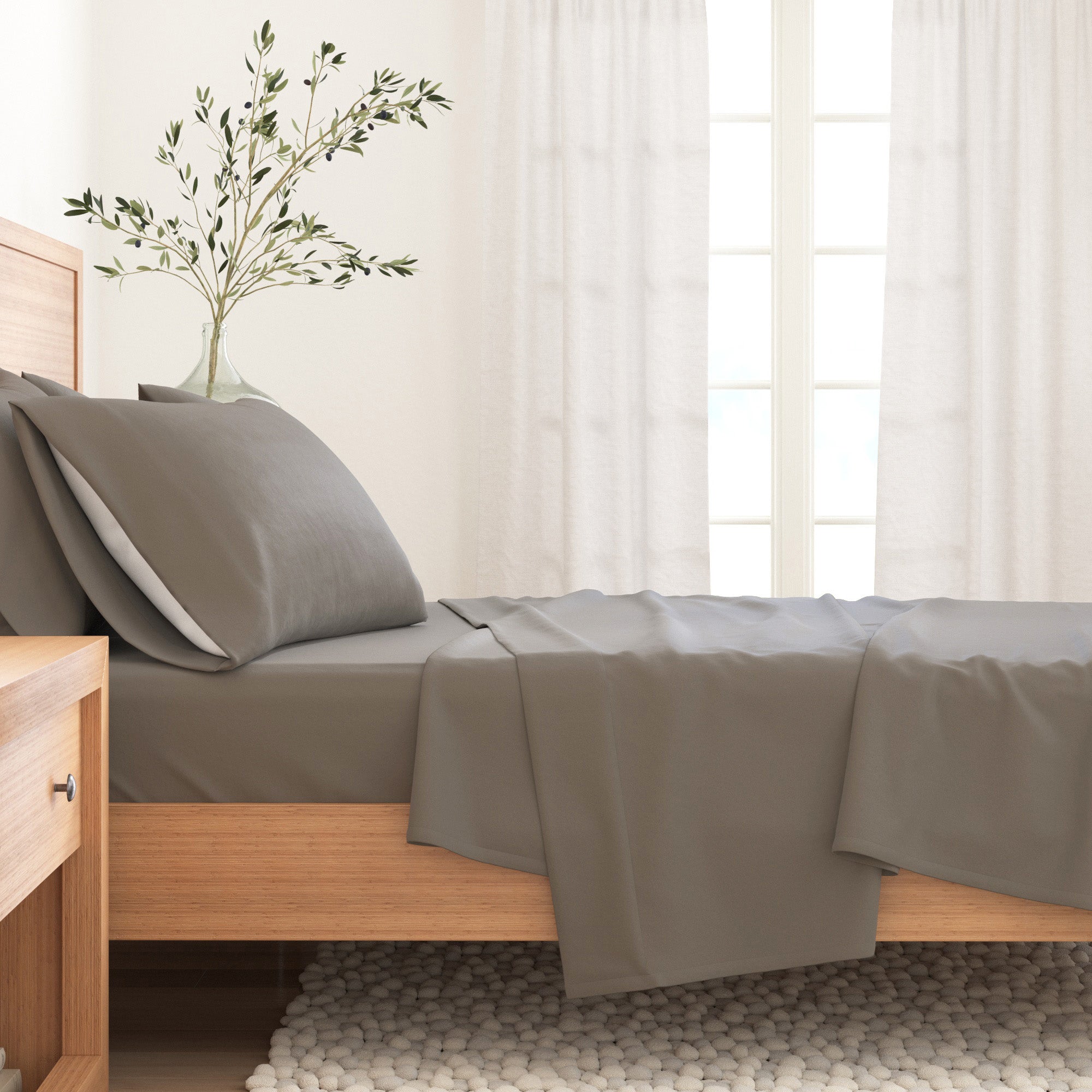 Cotton Solid Flannel Sheet - Nordic Collection Great Bay Home