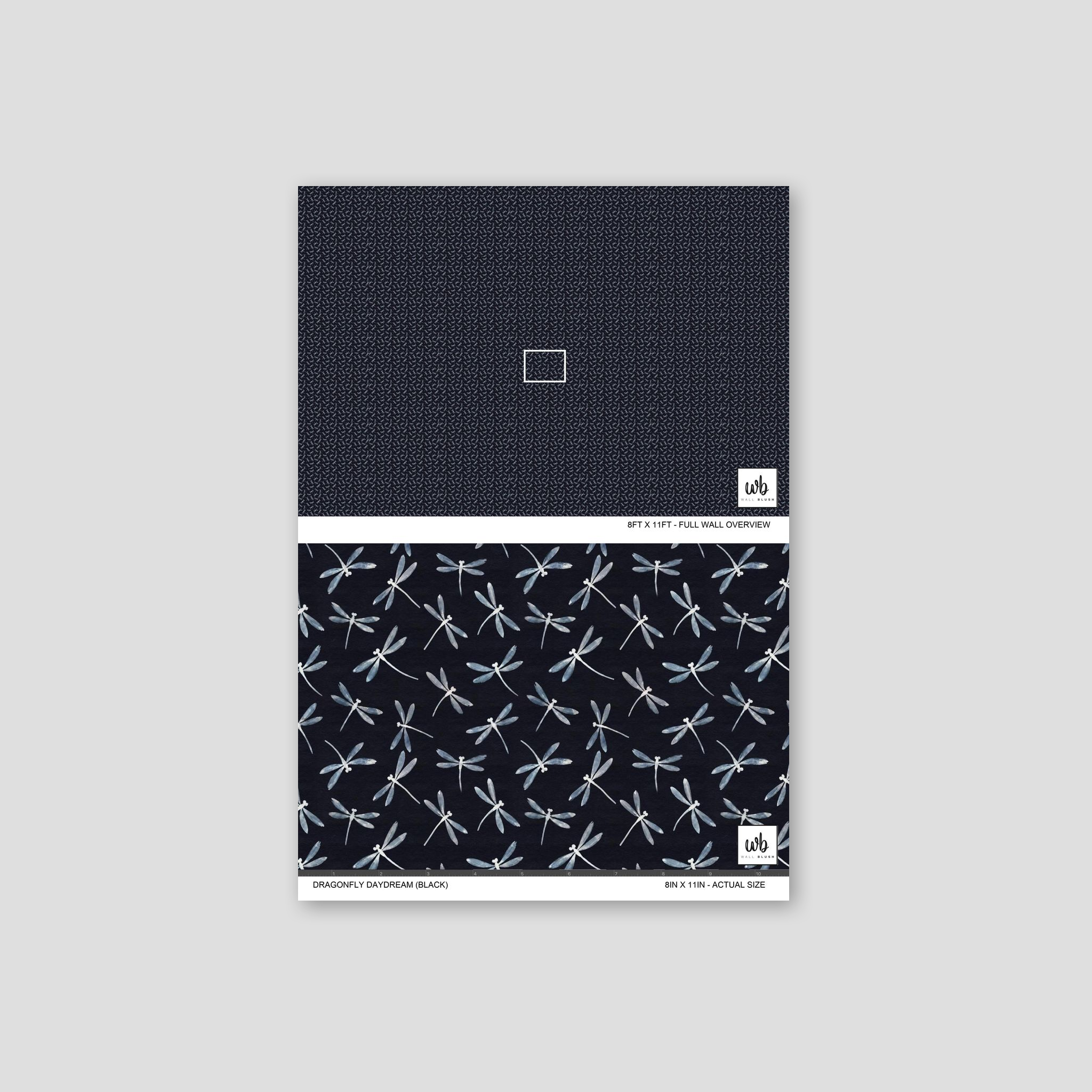 Dragonfly Daydream (Black) Wallpaper WALL BLUSH