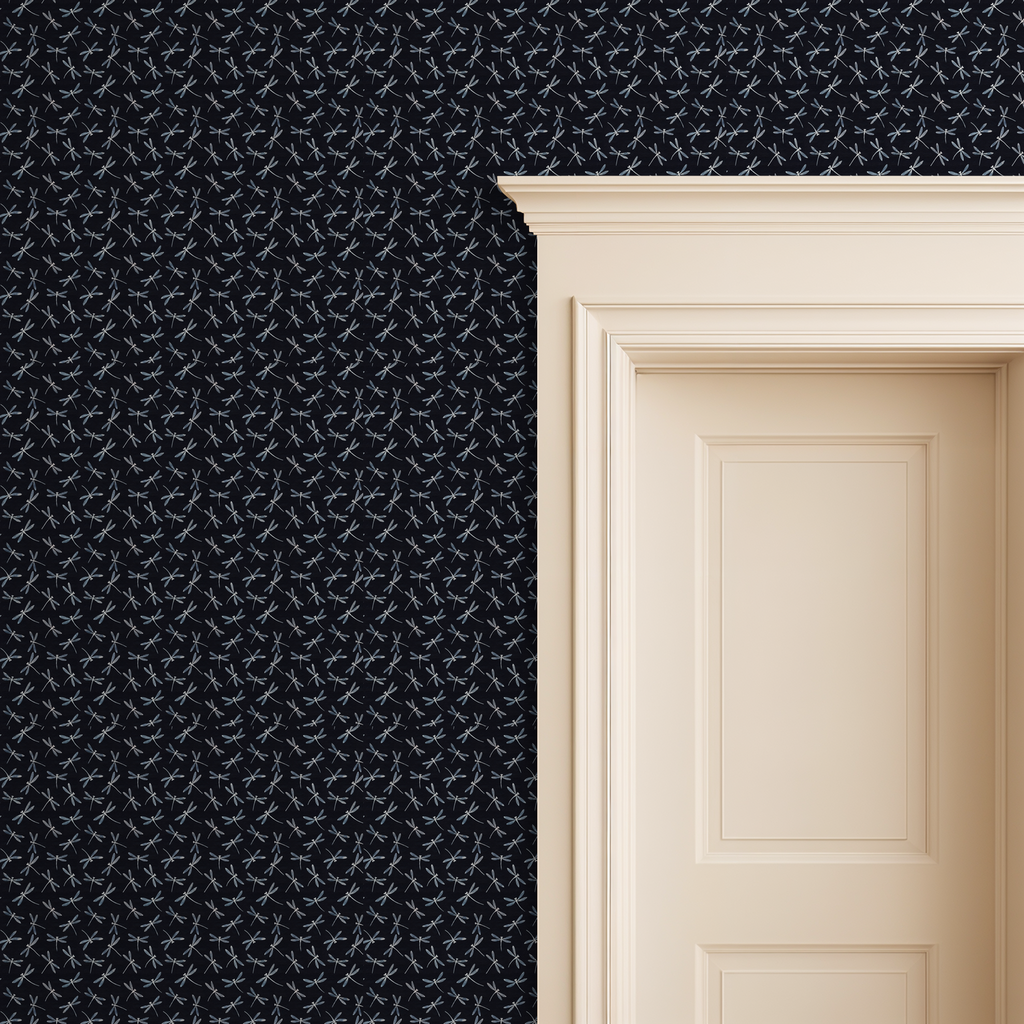 Dragonfly Daydream (Black) Wallpaper WALL BLUSH
