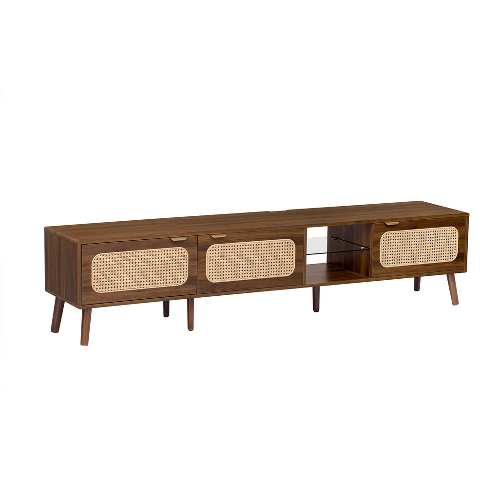 78" TV Stand With Ample Storage And Open Shelving - Walnut Unique Piece Furniture