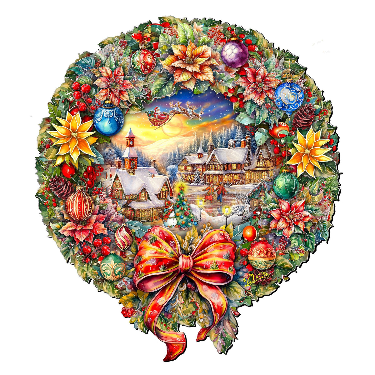Christmas Wreath 36"-Inch Outdoor Indoor Decor Wooden Christmas Decoration by G. Debrekht - Christmas Decor - 8652802F G.DeBrekht