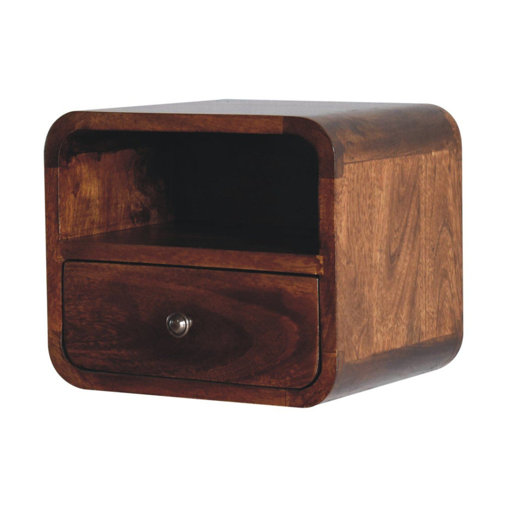 Curved Upper Slot Floating Nightstand Unique Piece Furniture