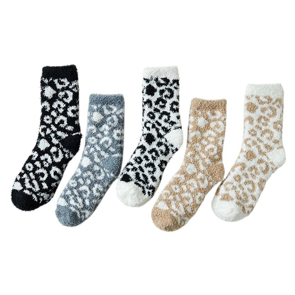 Cozy Fuzzy Leopard Winter Socks Shop Fête