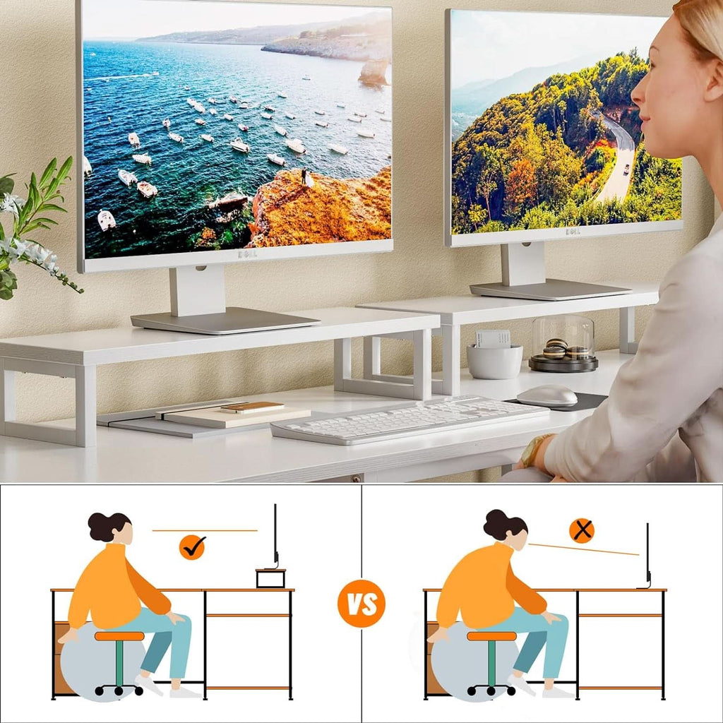 White Fifty Nine Inch L Shaped Desk With Power Outlets ShipItFurniture