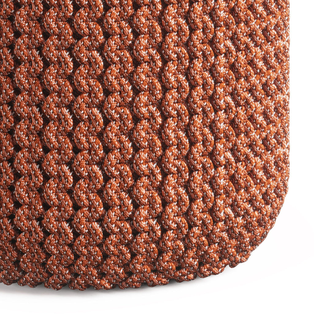 Wynne - Round Knitted Outdoor / Indoor Pouf - Orange Unique Piece Furniture