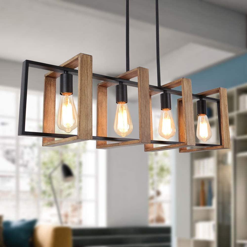 Farmhouse Linear Semi-Caged Chandelier Farmhouse Decor