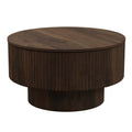 Modern Circular Coffee Table With Stripe Design And Storage Space Unique Piece Furniture