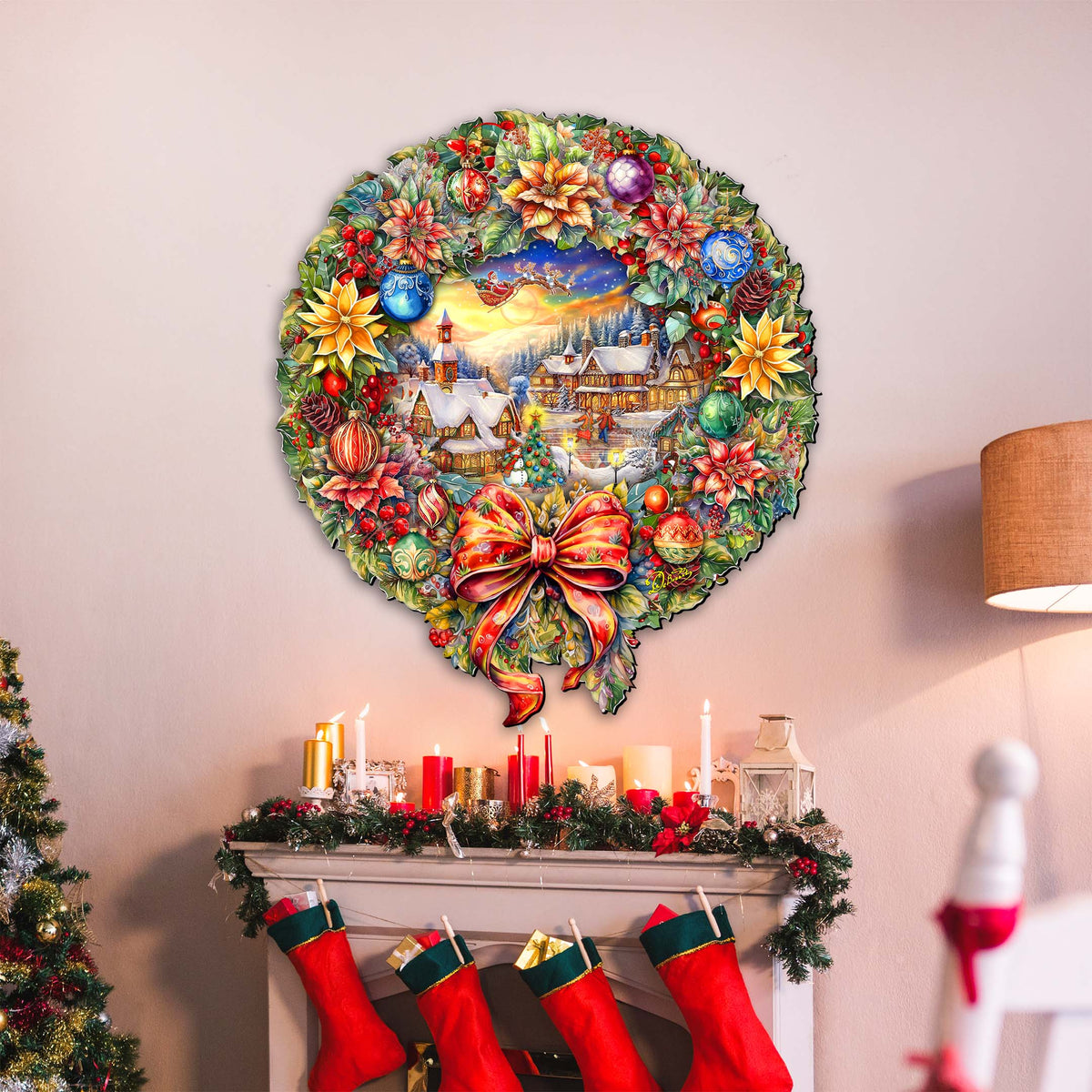 Christmas Wreath 36"-Inch Outdoor Indoor Decor Wooden Christmas Decoration by G. Debrekht - Christmas Decor - 8652802F G.DeBrekht