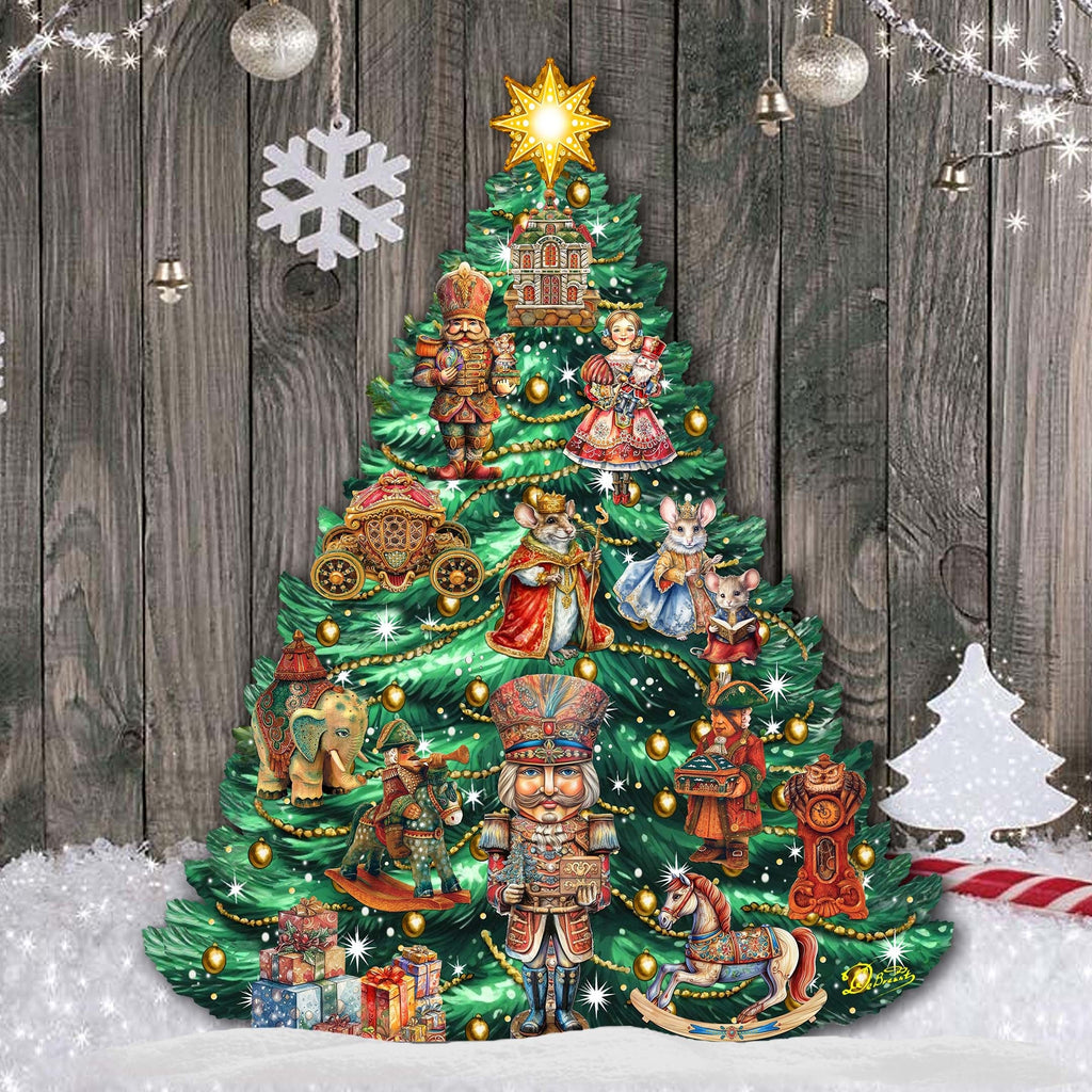 Nutcracker-Themed Christmas Tree Outdoor Indoor Decor Wooden Christmas Decoration by G. Debrekht Christmas Decor - 8191501F G.DeBrekht