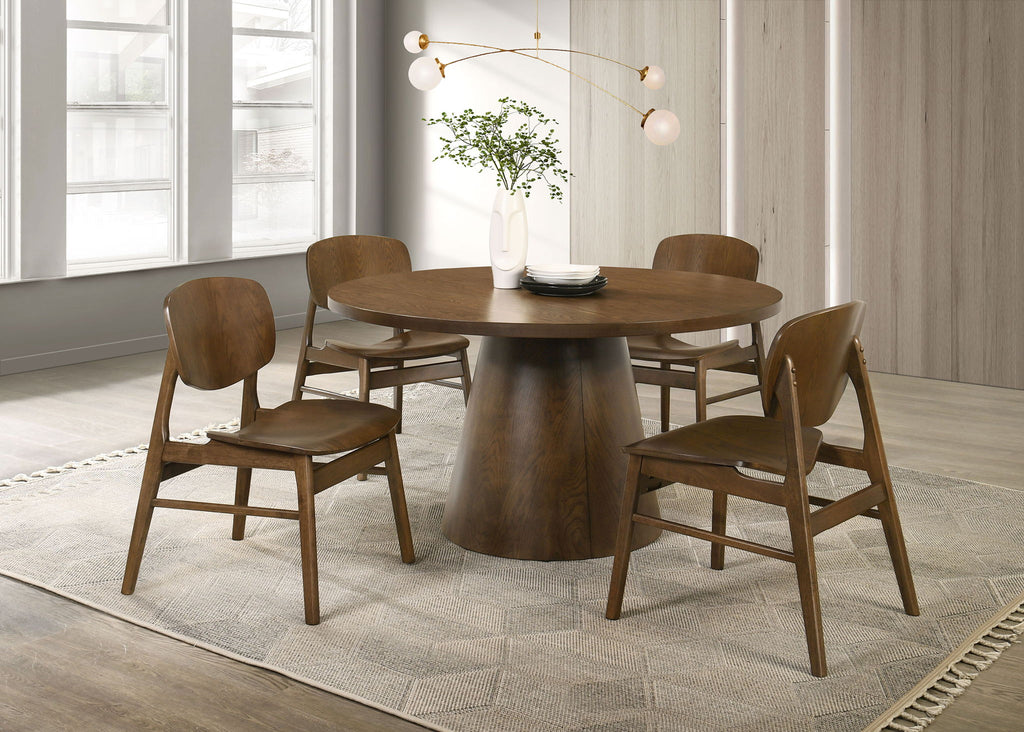 Franklin 54-inch Round Wood Pedestal Base Dining Table Dark Brown Unique Piece Furniture