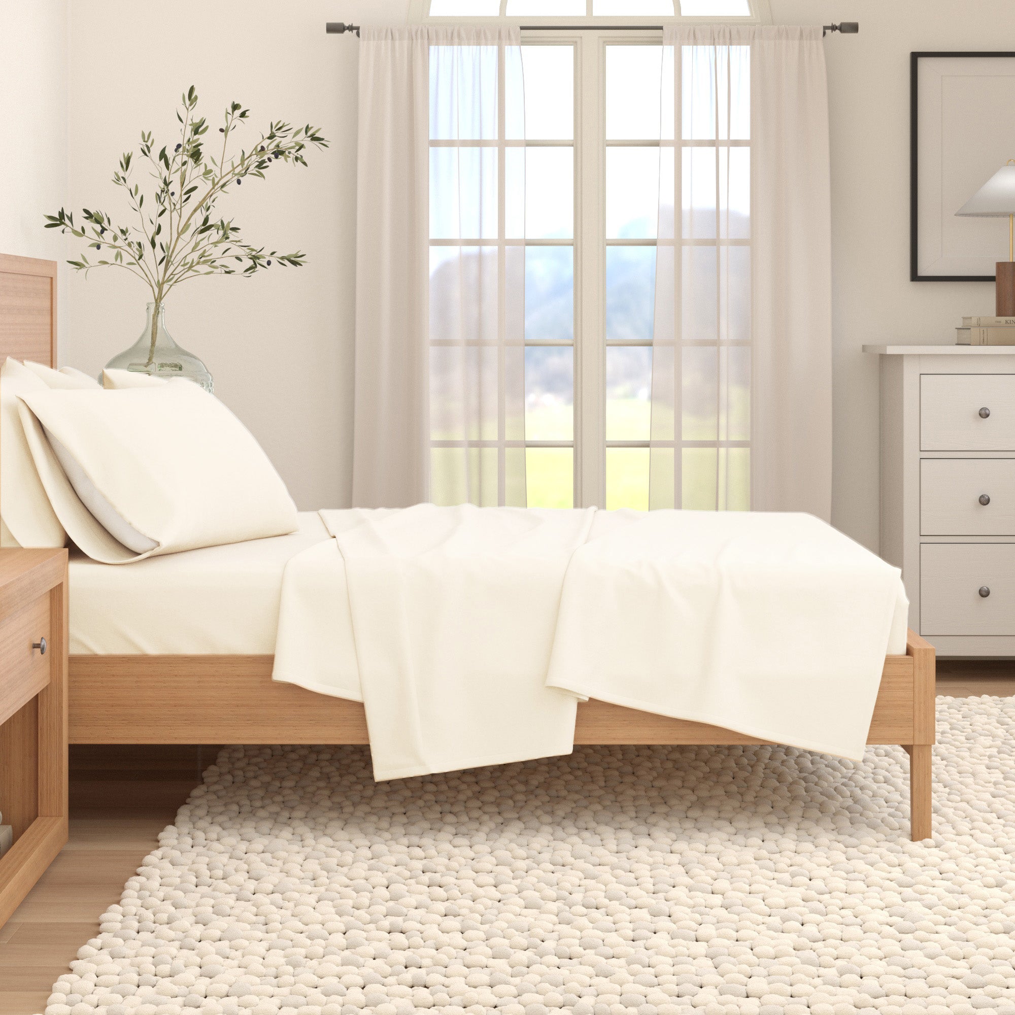 Cotton Solid Flannel Sheet - Nordic Collection Great Bay Home