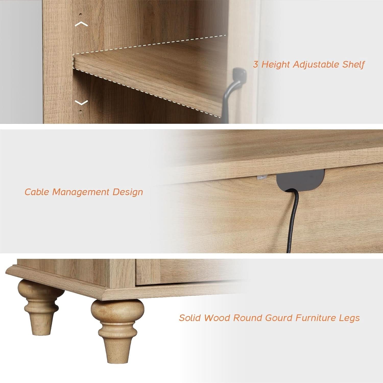 Distressed Oak 56Inch Executive Desk With Charging Station ShipItFurniture