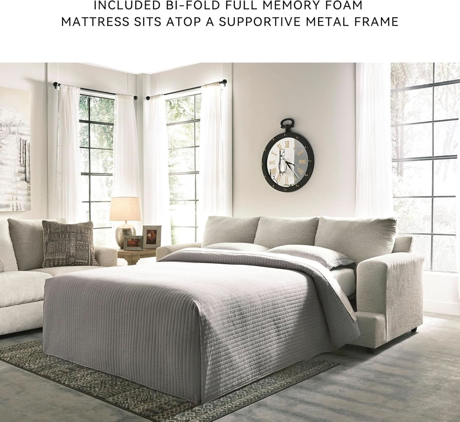 Soletren Premium Chenille Queen Sofa Sleeper White ShipItFurniture