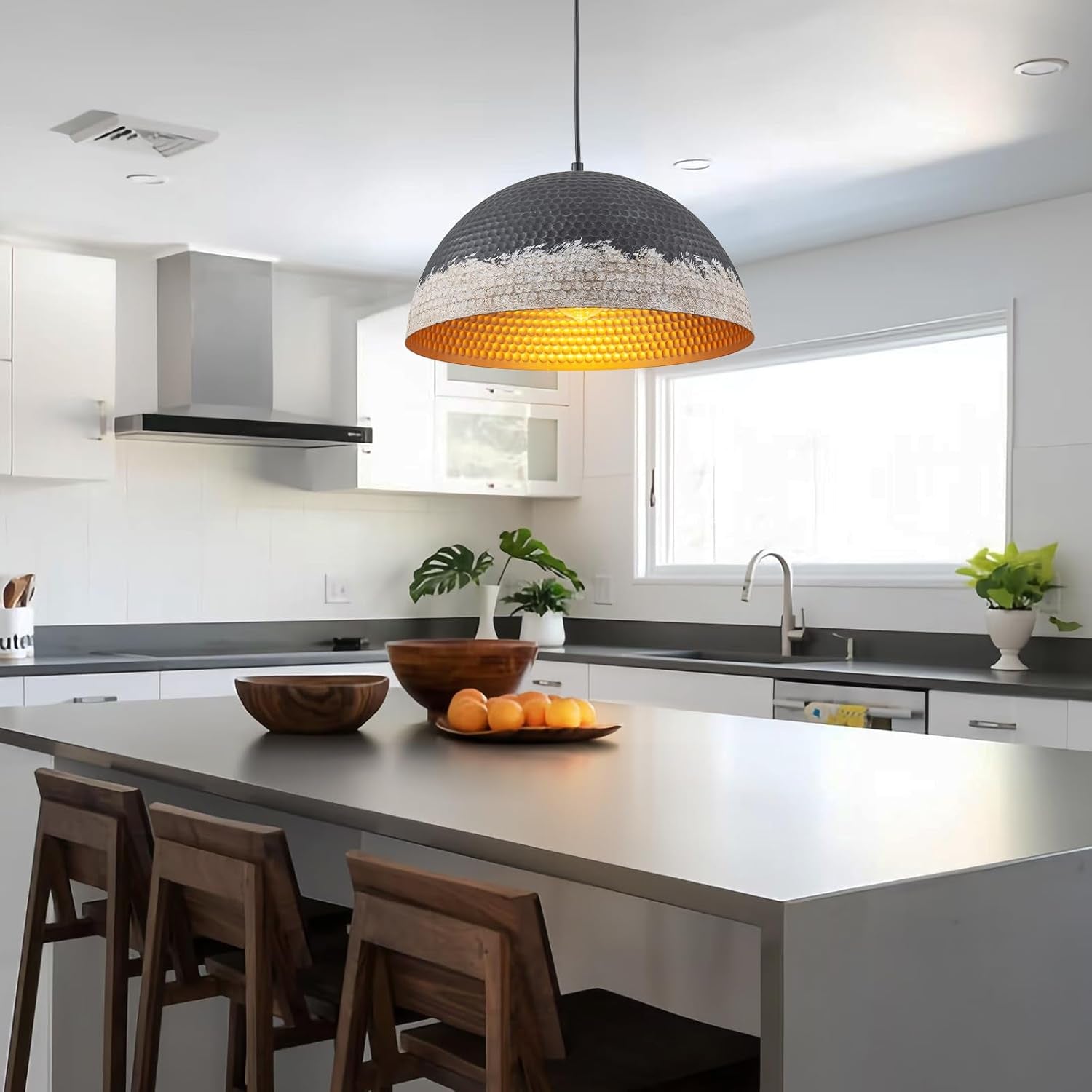 Hammered Dome Pendant Light Farmhouse Decor
