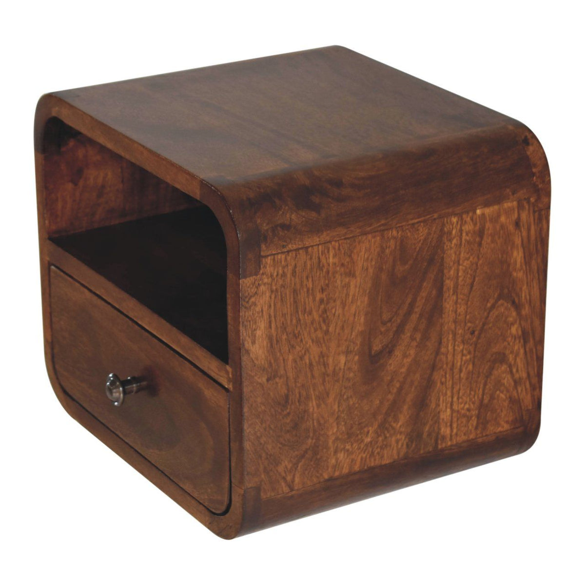 Curved Upper Slot Floating Nightstand Unique Piece Furniture