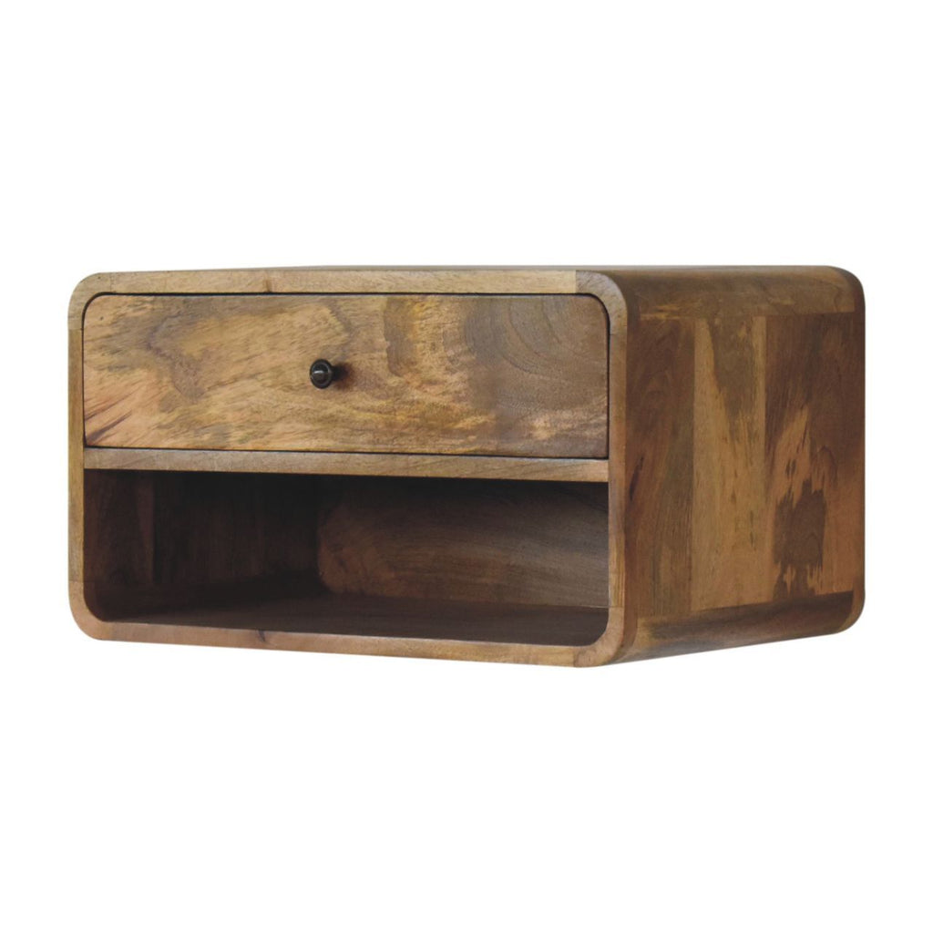 Curve Upper Slot Floating Nightstand Unique Piece Furniture