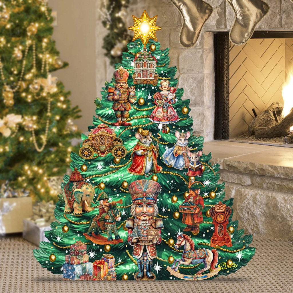 Nutcracker-Themed Christmas Tree Outdoor Indoor Decor Wooden Christmas Decoration by G. Debrekht Christmas Decor - 8191501F G.DeBrekht