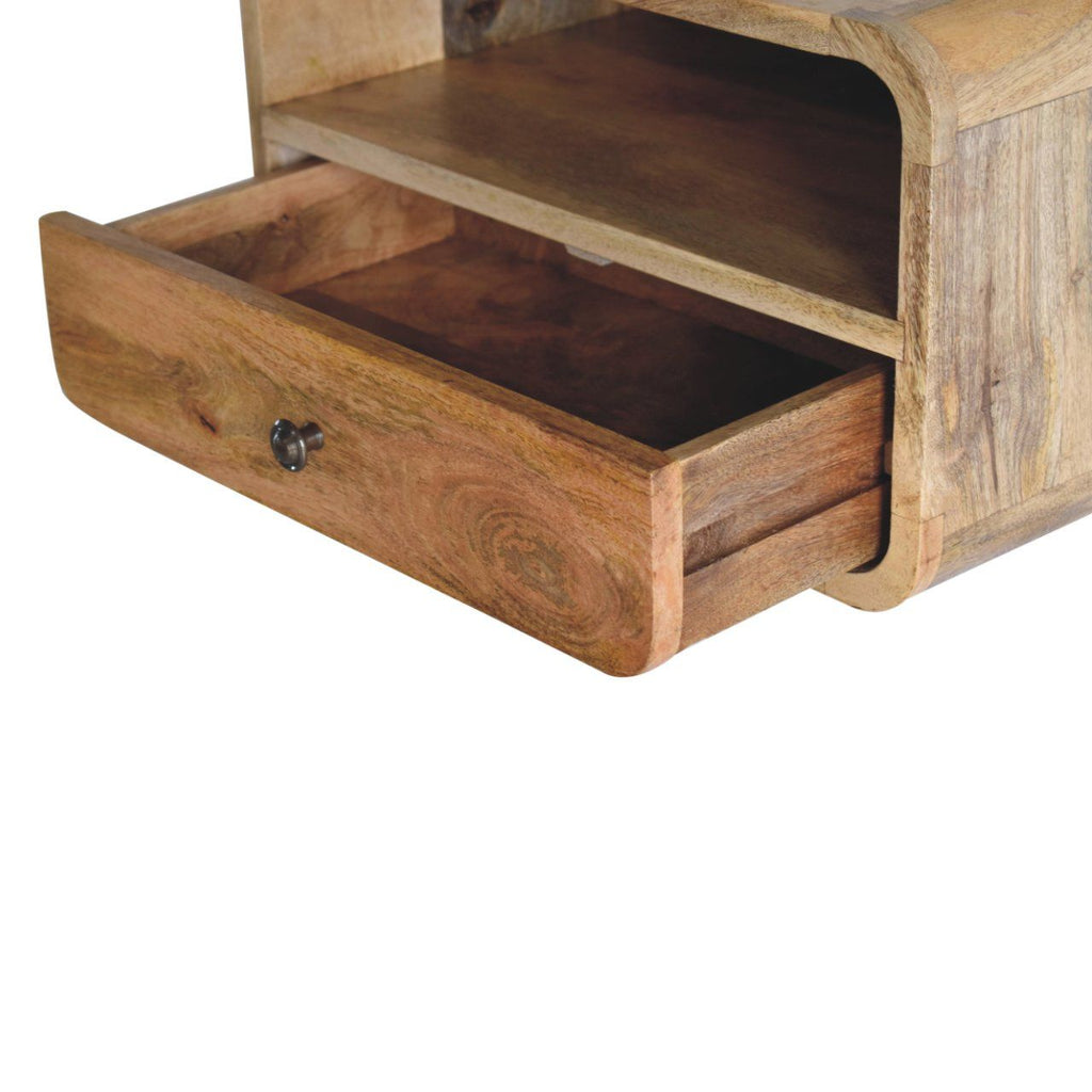 Curved Upper Slot Floating Nightstand Unique Piece Furniture