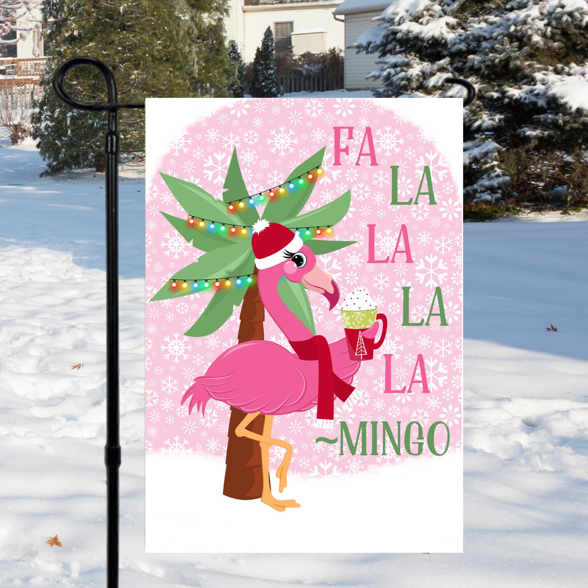 Fa La La Mingo Christmas Garden Flag 12x18 inch Cotton and Crate