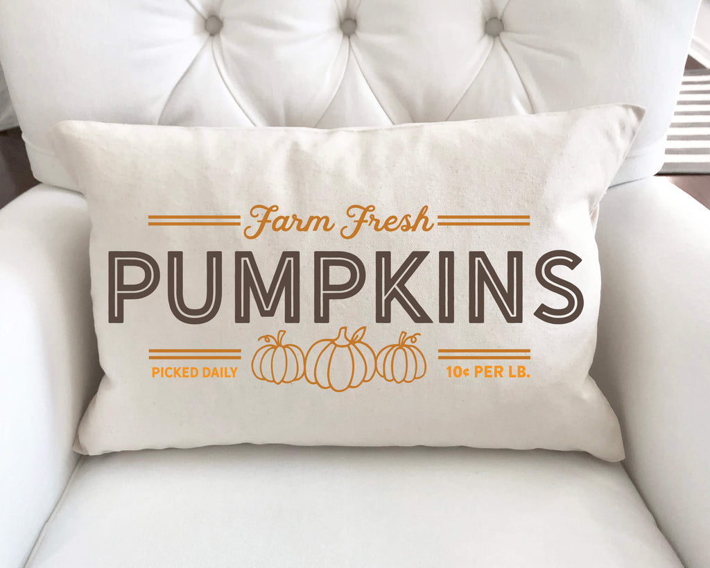 Farm Fresh Pumpkins Pillow Cover 12x20 inch Cotton and Crate