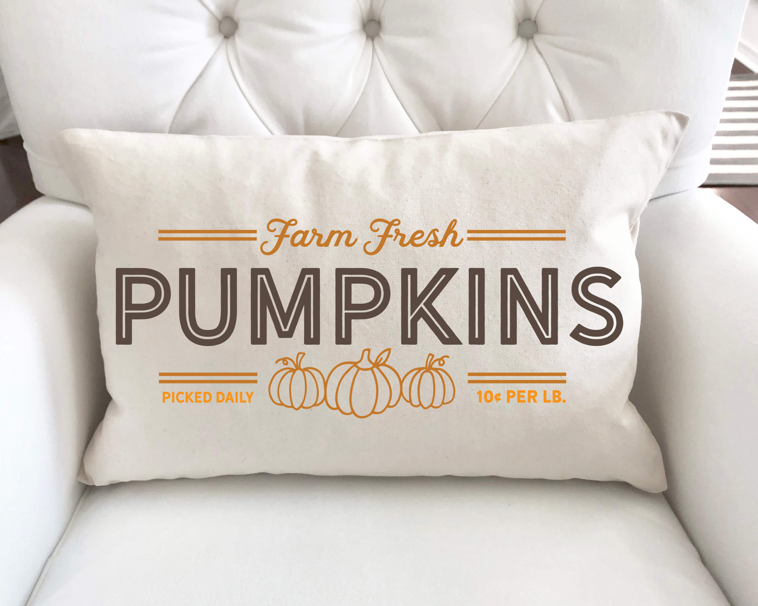 Farm Fresh Pumpkins Pillow Cover 12x20 inch Cotton and Crate