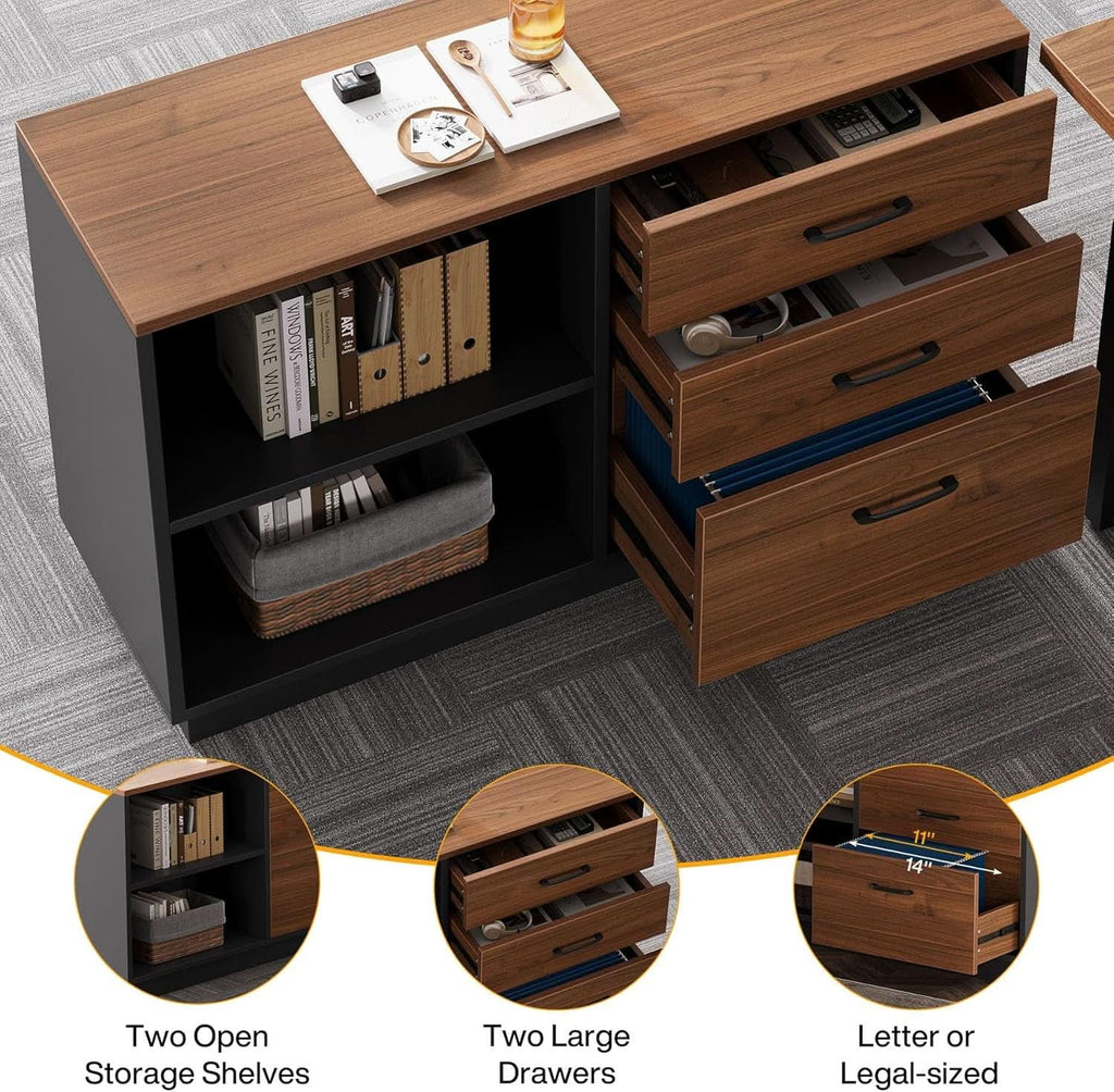 63 Inch L Shaped Executive Desk With Storage Shelves ShipItFurniture