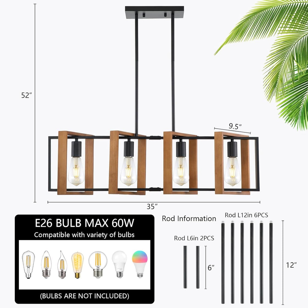 Farmhouse Linear Semi-Caged Chandelier Farmhouse Decor