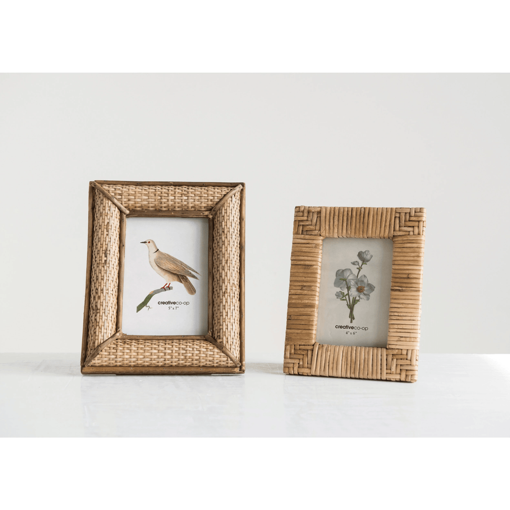 Hand-Woven Rattan 4x6 Picture Frame White Cliff Studio