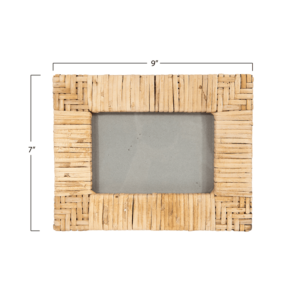 Hand-Woven Rattan 4x6 Picture Frame White Cliff Studio