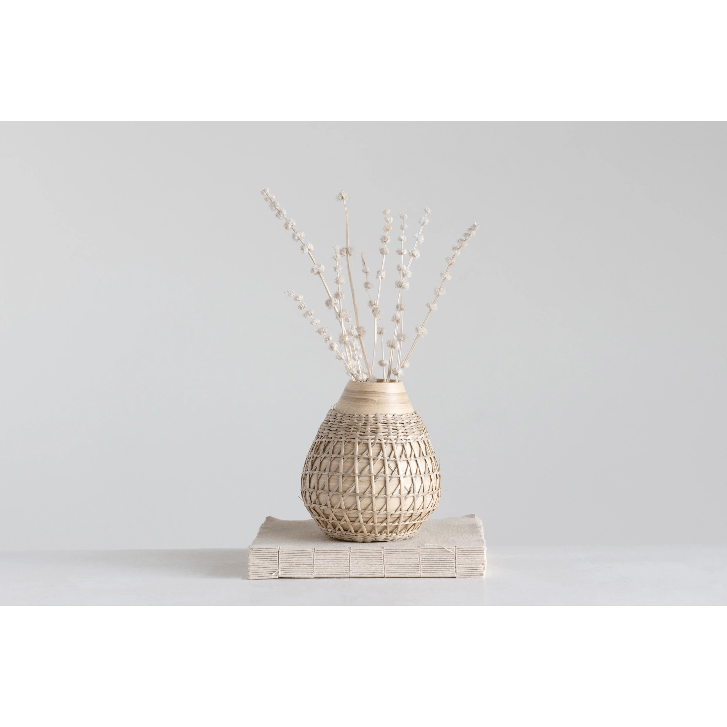 Bamboo Vase with Seagrass Weave White Cliff Studio