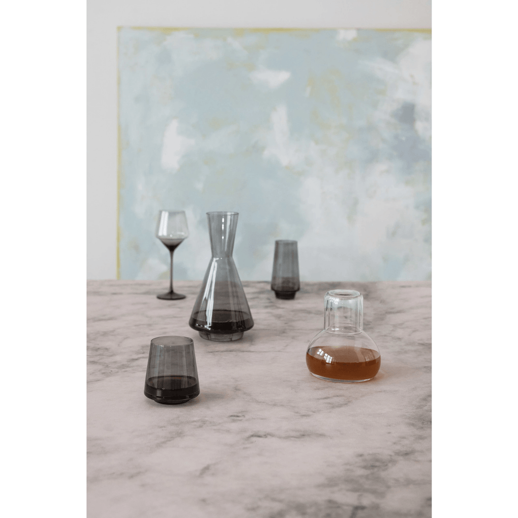Glass Decanter, Smoke Color White Cliff Studio