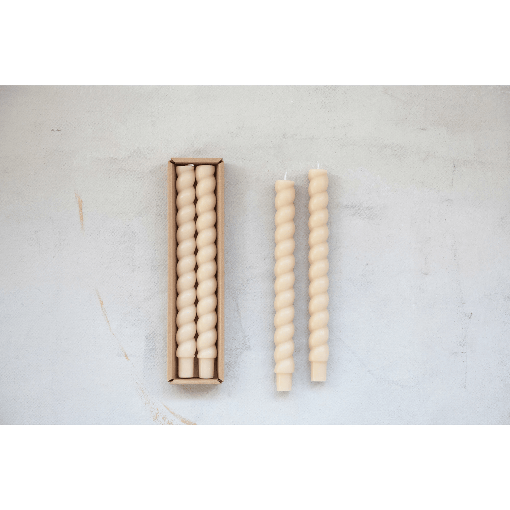 Unscented Tapered Twist Candles, Set of 2 (3 Color Options) White Cliff Studio