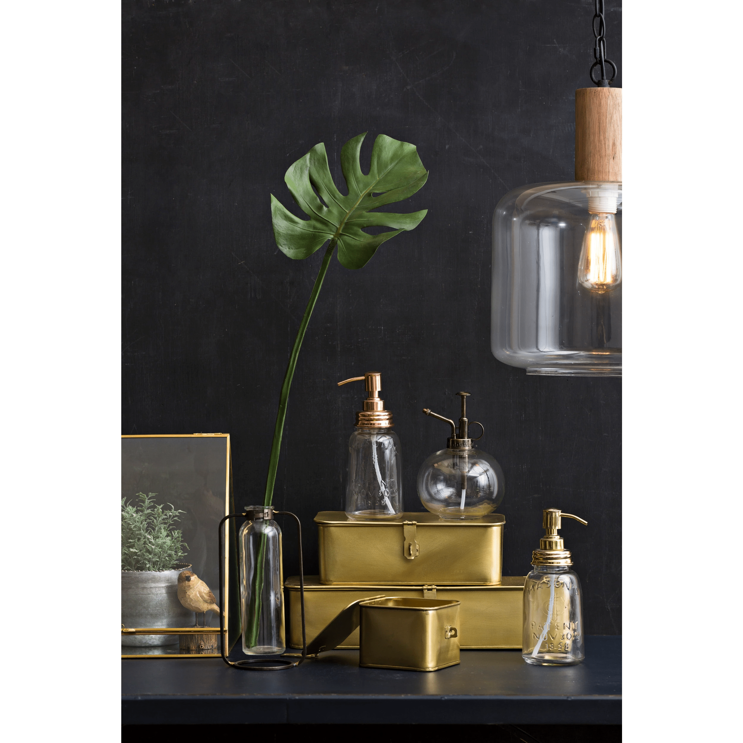 Glass Bud Vase in Metal Stand White Cliff Studio