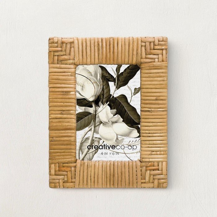 Hand-Woven Rattan 4x6 Picture Frame White Cliff Studio