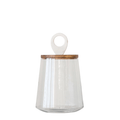 Glass Display Jar with Wood & Marble Lid White Cliff Studio
