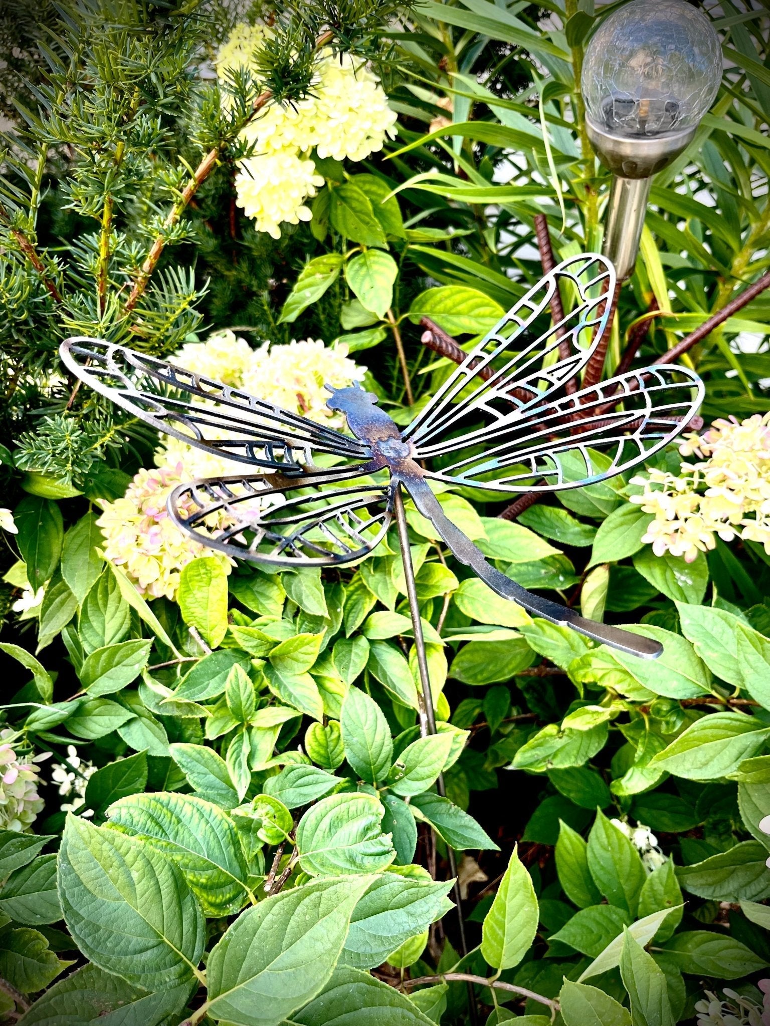 Flame Painted Steel Dragonfly Yard Stake Northern Forge, LLC