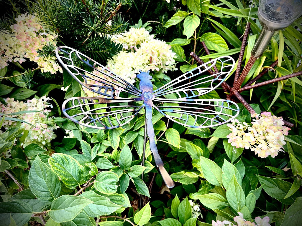 Flame Painted Steel Dragonfly Yard Stake Northern Forge, LLC