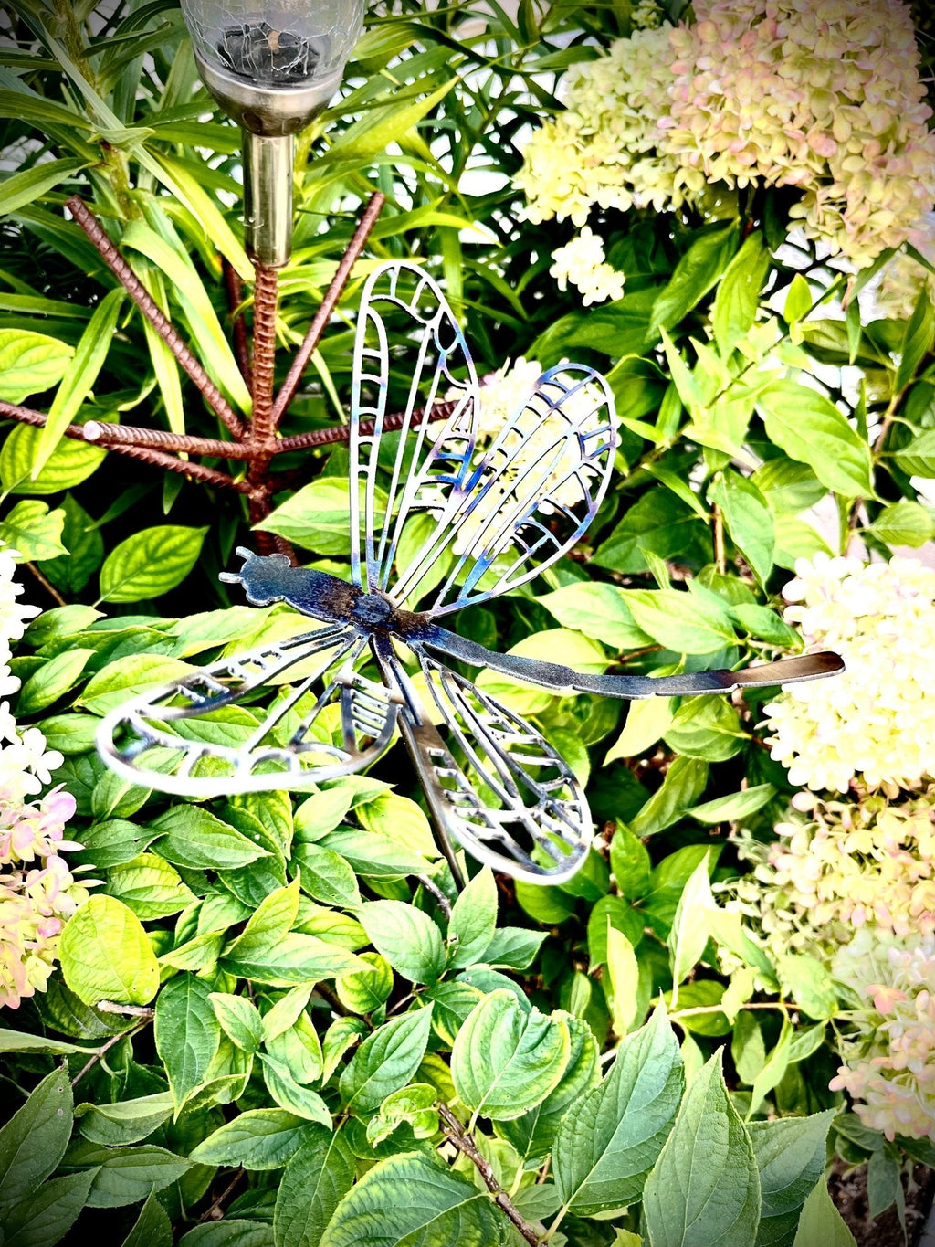 Flame Painted Steel Dragonfly Yard Stake Northern Forge, LLC
