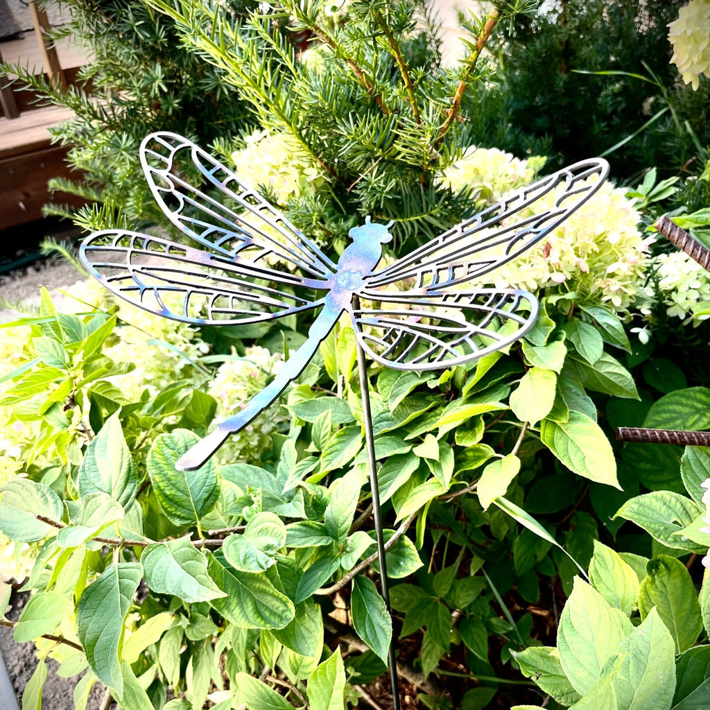 Flame Painted Steel Dragonfly Yard Stake Northern Forge, LLC